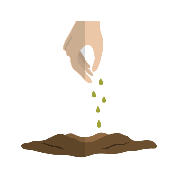 vector image of hand poring soil