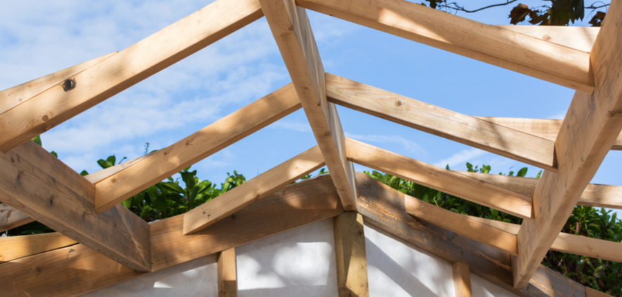 summer shed in the garden with wooden structure